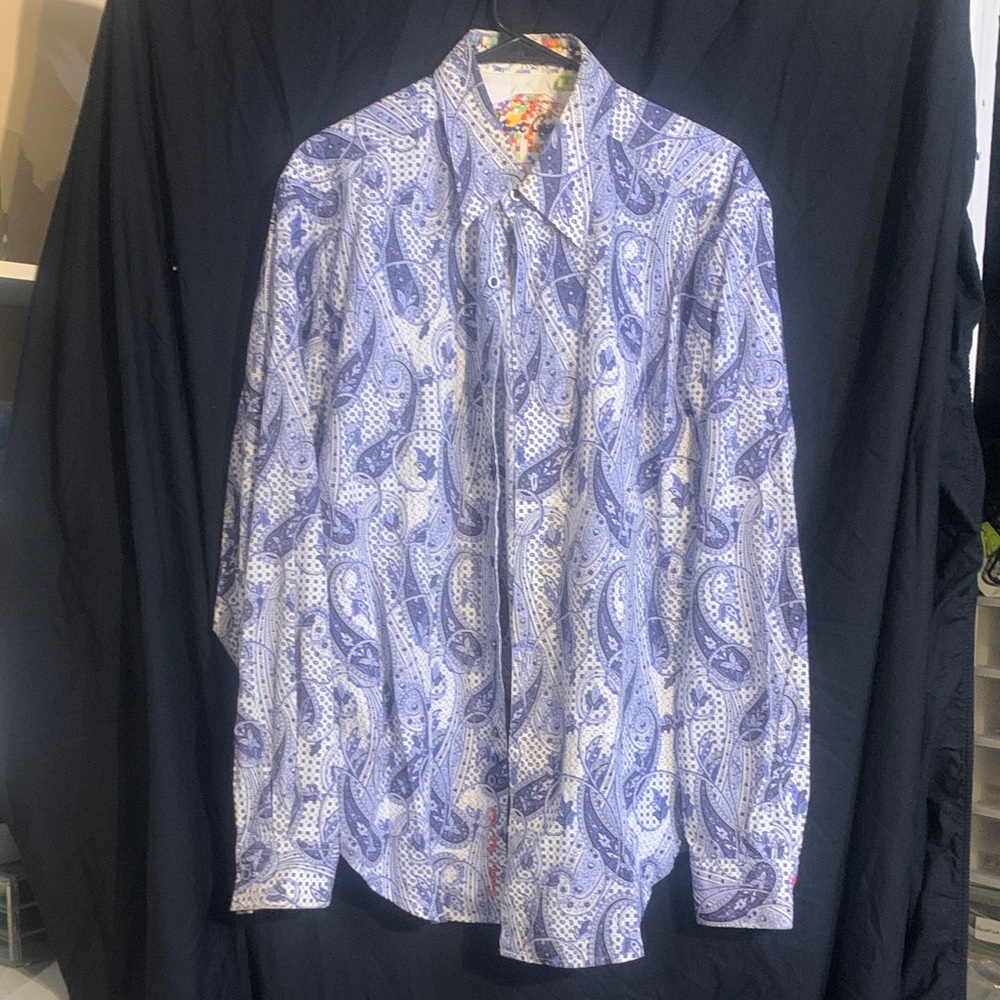Robert Graham Blue and White Paisley Shirt